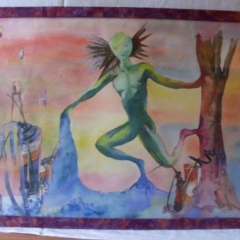 Картина под названием "la naissance d'Adam" - Eveline Ghironi (khava), Подлинное произведение искусства, Масло