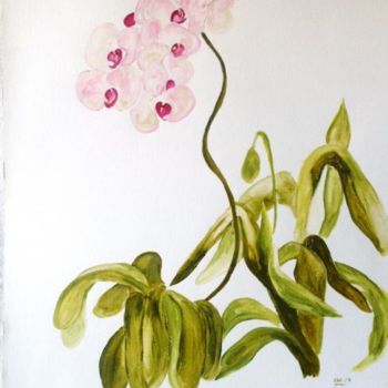 Painting titled "Orchidées" by Eveline Ghironi (khava), Original Artwork, Oil