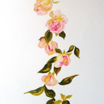 Картина под названием "guirlande de roses" - Eveline Ghironi (khava), Подлинное произведение искусства, Масло