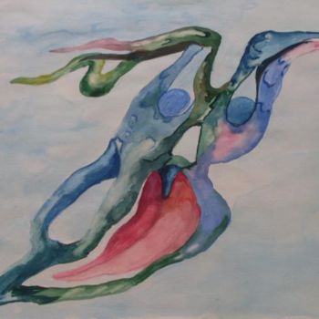 Malerei mit dem Titel "langue de feu" von Eveline Ghironi (khava), Original-Kunstwerk, Öl