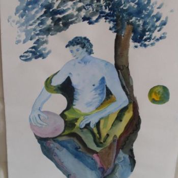 Painting titled "la naissance d'Adam" by Eveline Ghironi (khava), Original Artwork, Oil