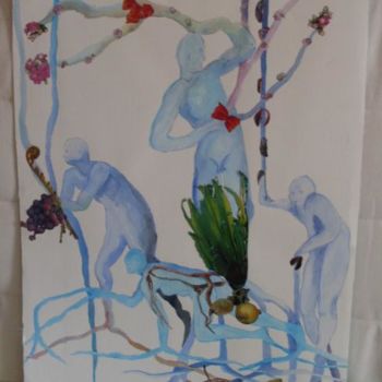 Peinture intitulée "les quatre ages de…" par Eveline Ghironi (khava), Œuvre d'art originale, Huile