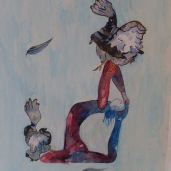 绘画 标题为“contorsion aux  pig…” 由Eveline Ghironi (khava), 原创艺术品, 油