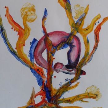 Peinture intitulée "caché dans les bran…" par Eveline Ghironi (khava), Œuvre d'art originale, Huile