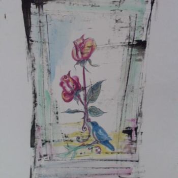 Pintura titulada "une rose pour rose" por Eveline Ghironi (khava), Obra de arte original, Oleo