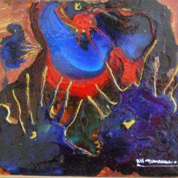 Pintura intitulada "celeste" por Eveline Ghironi (khava), Obras de arte originais, Pintura de vitral