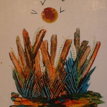 Painting titled "Cactus" by Eveline Ghironi (khava), Original Artwork, Stained glass painting