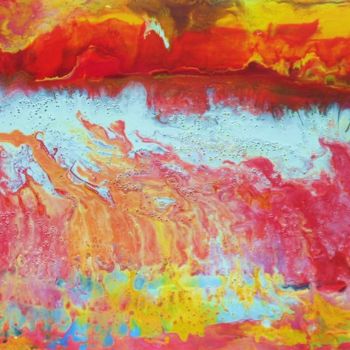 Peinture intitulée "Les vapeurs du crat…" par Eveline Ghironi (khava), Œuvre d'art originale, Peinture vitrail Monté sur Châ…