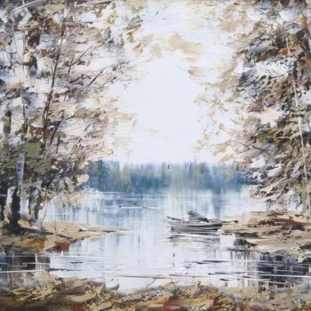 Painting titled "Autumn wind." by Lara Vald, Original Artwork, Oil Mounted on Wood Stretcher frame