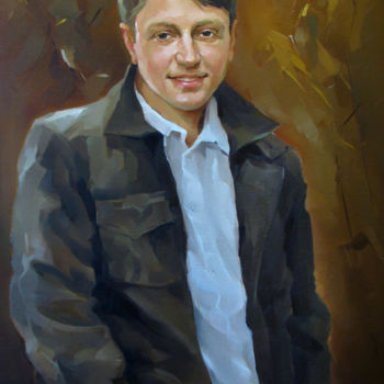 「Портрет молодого че…」というタイトルの絵画 Лариса Шигоринаによって, オリジナルのアートワーク, オイル
