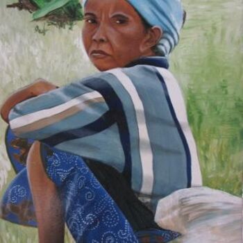 Peinture intitulée "Old Woman on the ro…" par Lara Meissirel, Œuvre d'art originale