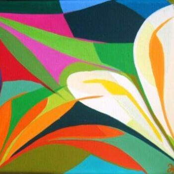 Painting titled "Tropical Flowers 6" by Lara Meissirel, Original Artwork, Oil