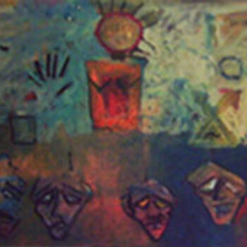 Pittura intitolato "chuchotement de murs" da Larbi Mohdeb, Opera d'arte originale