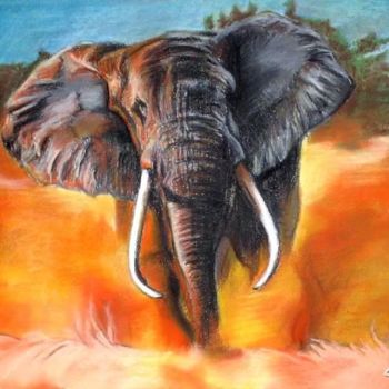 Dibujo titulada "éléphant" por Christelle Lardier, Obra de arte original, Otro