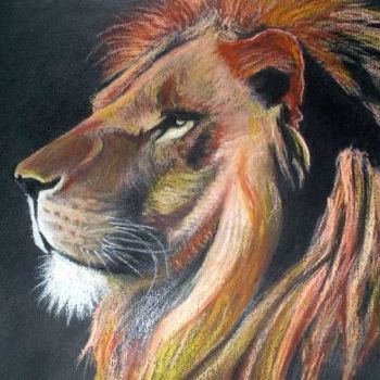 Pintura titulada "lion" por Christelle Lardier, Obra de arte original