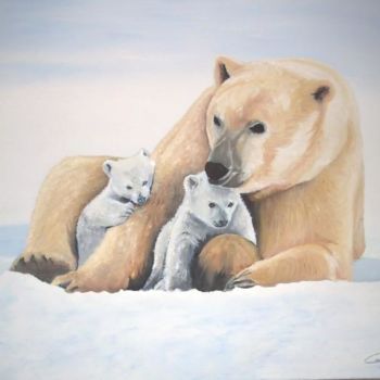 Peinture intitulée "ours polaire" par Christelle Lardier, Œuvre d'art originale