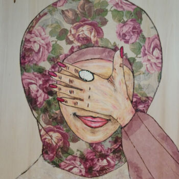 Schilderij getiteld "Frau mit Kopftuch" door Lari Peters, Origineel Kunstwerk, Pastel