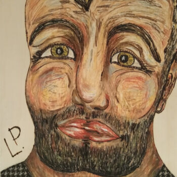 Painting titled "Der Mann mit Pullov…" by Lari Peters, Original Artwork, Pastel