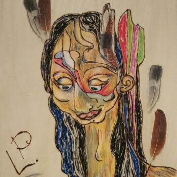Painting titled "Der Indianer" by Lari Peters, Original Artwork, Pastel