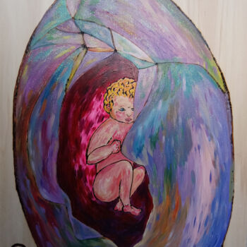 Malerei mit dem Titel "Das Überraschungsei" von Lari Peters, Original-Kunstwerk, Acryl