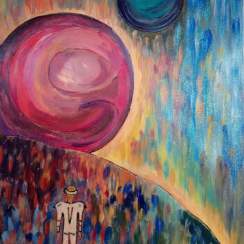 Painting titled "Drei Planeten" by Lari Peters, Original Artwork, Acrylic