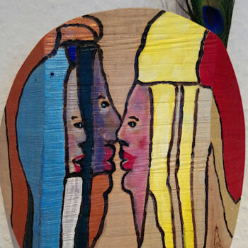 Sculpture intitulée "Ein Kuss" par Lari Peters, Œuvre d'art originale, Bois