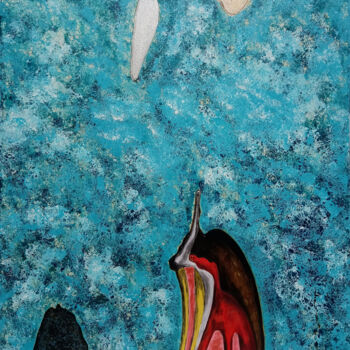 Malerei mit dem Titel "Der Pinguin" von Lari Peters, Original-Kunstwerk, Acryl