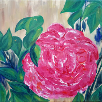 Painting titled "rote Wellenblume" by Lari Peters, Original Artwork, Acrylic