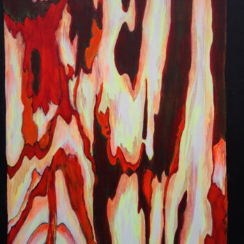 Malerei mit dem Titel "Blick in den Kamin" von Lari Peters, Original-Kunstwerk, Acryl