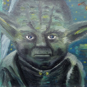 Painting titled "Yoda" by Lari Peters, Original Artwork, Oil