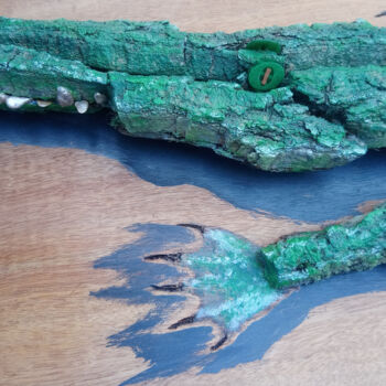 Sculpture intitulée "das Krokodil" par Lari Peters, Œuvre d'art originale, Bois