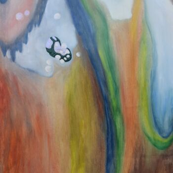 Malerei mit dem Titel "Fliegender Transport" von Lari Peters, Original-Kunstwerk, Aquarell