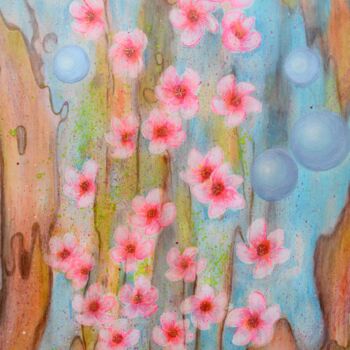 Schilderij getiteld "Obstbaumblüten" door Lari Peters, Origineel Kunstwerk, Lak