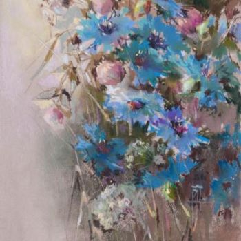 Картина под названием "букет полевых цветов" - Вера Ларионова, Подлинное произведение искусства, Масло