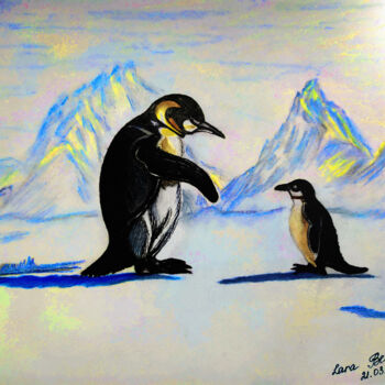 「Father penguins les…」というタイトルの描画 Larisa Berzinaによって, オリジナルのアートワーク, 鉛筆