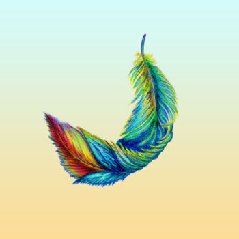 Desenho intitulada "Feather - the magic…" por Larisa Berzina, Obras de arte originais, Conté