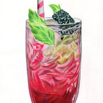 Dibujo titulada "COOL DRINK – GEMMA…" por Larisa Berzina, Obra de arte original, Lápiz