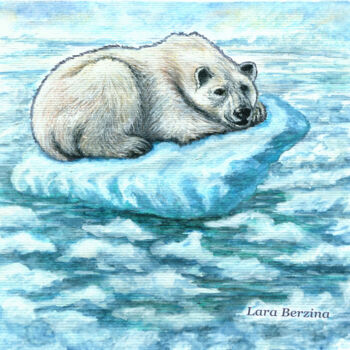 Peinture intitulée "Arctic Tranquility" par Larisa Berzina, Œuvre d'art originale, Aquarelle