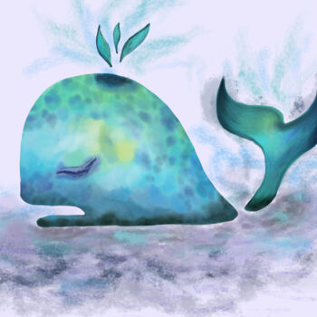 Arts numériques intitulée "A whale from my chi…" par Larisa Berzina, Œuvre d'art originale, Peinture numérique