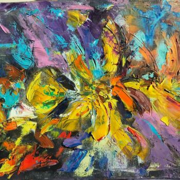 Картина под названием "Цветочное настроени…" - Larisa Bogdanova, Подлинное произведение искусства, Масло
