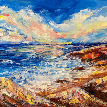 Painting titled "Oil Painting SUNNY…" by Larisa Chigirina, Original Artwork, Oil Mounted on Wood Stretcher frame