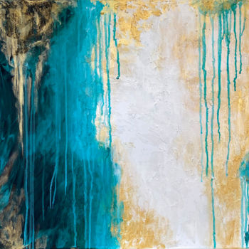 Pittura intitolato "LAGOON - Abstract m…" da Larisa Chigirina, Opera d'arte originale, Acrilico Montato su Telaio per barell…