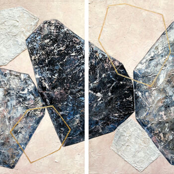Pittura intitolato "Geometric abstract…" da Larisa Chigirina, Opera d'arte originale, Olio Montato su Telaio per barella in…