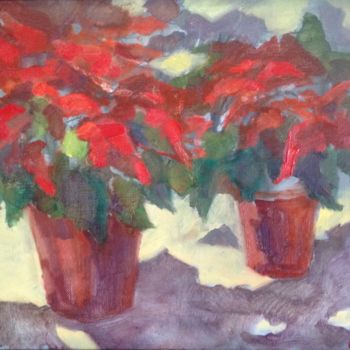 Pintura intitulada "Red flowers" por Larisa Kucherenko, Obras de arte originais, Óleo