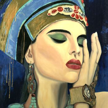 Painting titled "Mistress of the san…" by Larisa Lavrova, Original Artwork, Oil Mounted on Wood Stretcher frame