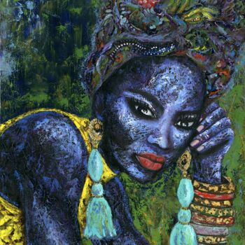 Painting titled "“Blue Fire” - origi…" by Larisa Lavrova, Original Artwork, Oil Mounted on Wood Stretcher frame