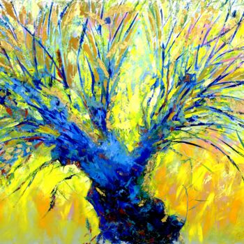 Painting titled "Lucky Tree painting…" by Larisa Lavrova, Original Artwork, Oil Mounted on Wood Stretcher frame