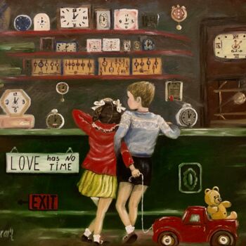 Painting titled "LOVE has no time" by Larisa Lavrova, Original Artwork, Oil Mounted on Wood Stretcher frame