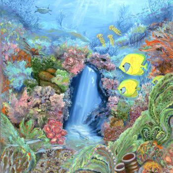 Peinture intitulée "Underwater meditati…" par Larisa Lavrova, Œuvre d'art originale, Huile