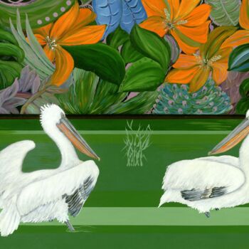 「GREEN RIVER - origi…」というタイトルの絵画 Larisa Lavrovaによって, オリジナルのアートワーク, オイル ウッドストレッチャーフレームにマウント
